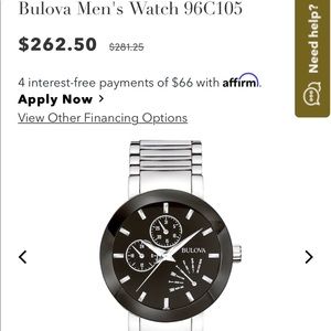 Bulova Men’s watch Stainless steel black face